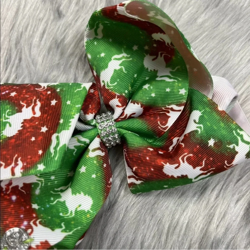 Jojo Siwa Christmas Holiday Red Green Unicorn Jewel Bow